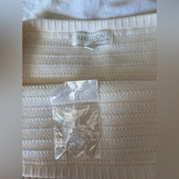 Rebellion Again NEW ivory cream knit tube top bandeau clear straps included XL - Picture 4 of 6